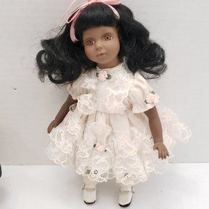 African American Lace Roses Dress TUSS Doll 10" Decor Display Brown Honey Eyes